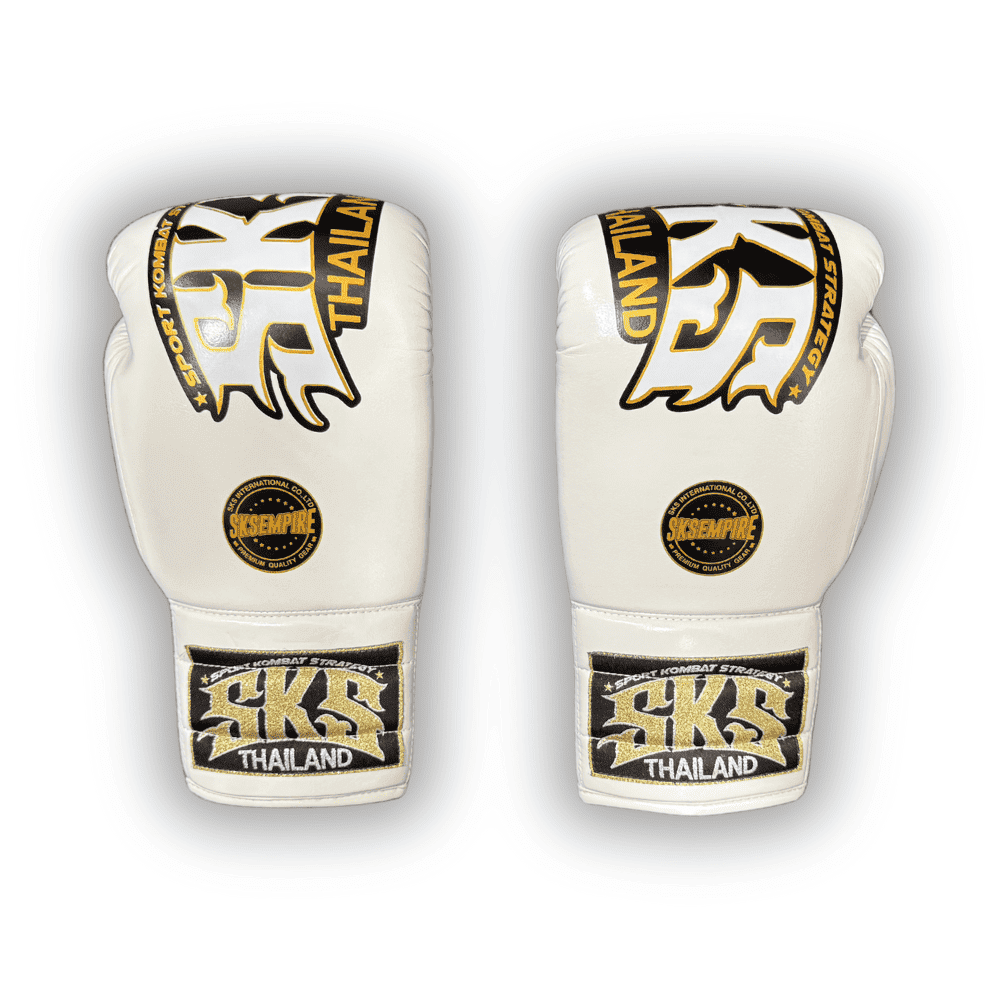 SKS Trapezoid Lace Boxing Gloves Boxing Gloves SKS White 10oz 