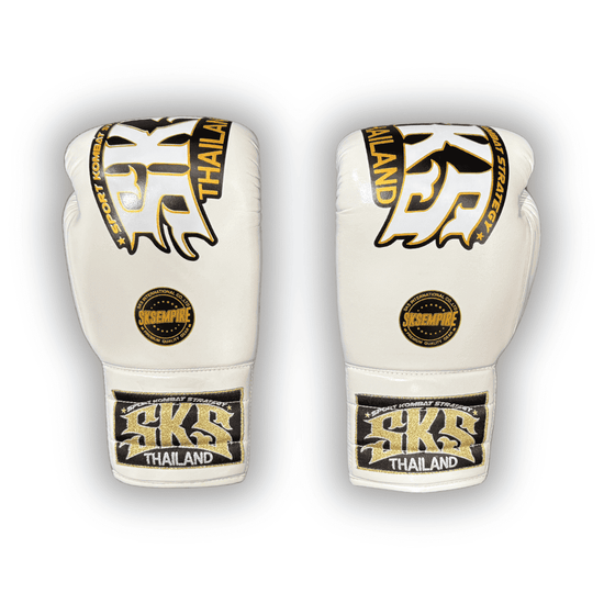 SKS Trapezoid Lace Boxing Gloves Boxing Gloves SKS White 10oz 