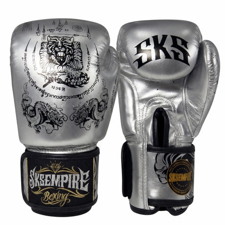 SKS Sakyant Muay Thai Gloves Metallic Silver