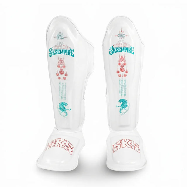 SKS Stickerbomb Muay Thai Shin Guards White
