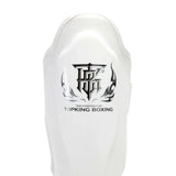 Top King Pro Leather Muay Thai Shin Guards White