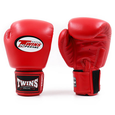 Twins BGVL3 Muay Thai Boxing Gloves Red, front and palm view