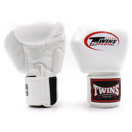 Twins BGVL3 Muay Thai Boxing Gloves White, front and palm view