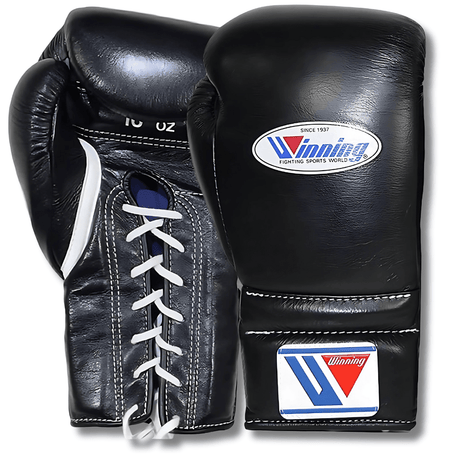 Winning MS-Series Lace Up Boxing Gloves Boxing Gloves Winning Black 12oz 