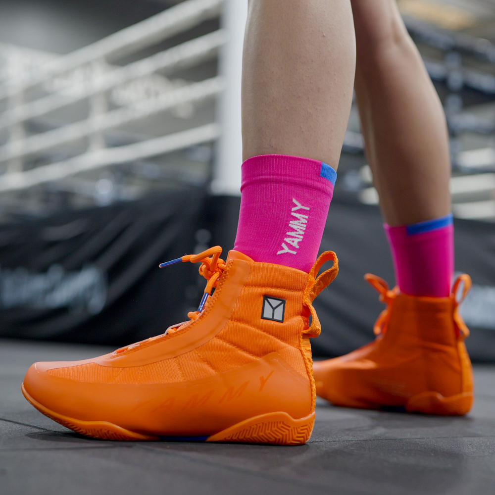 YAMMY Flux Orange Mid Boxing Shoes