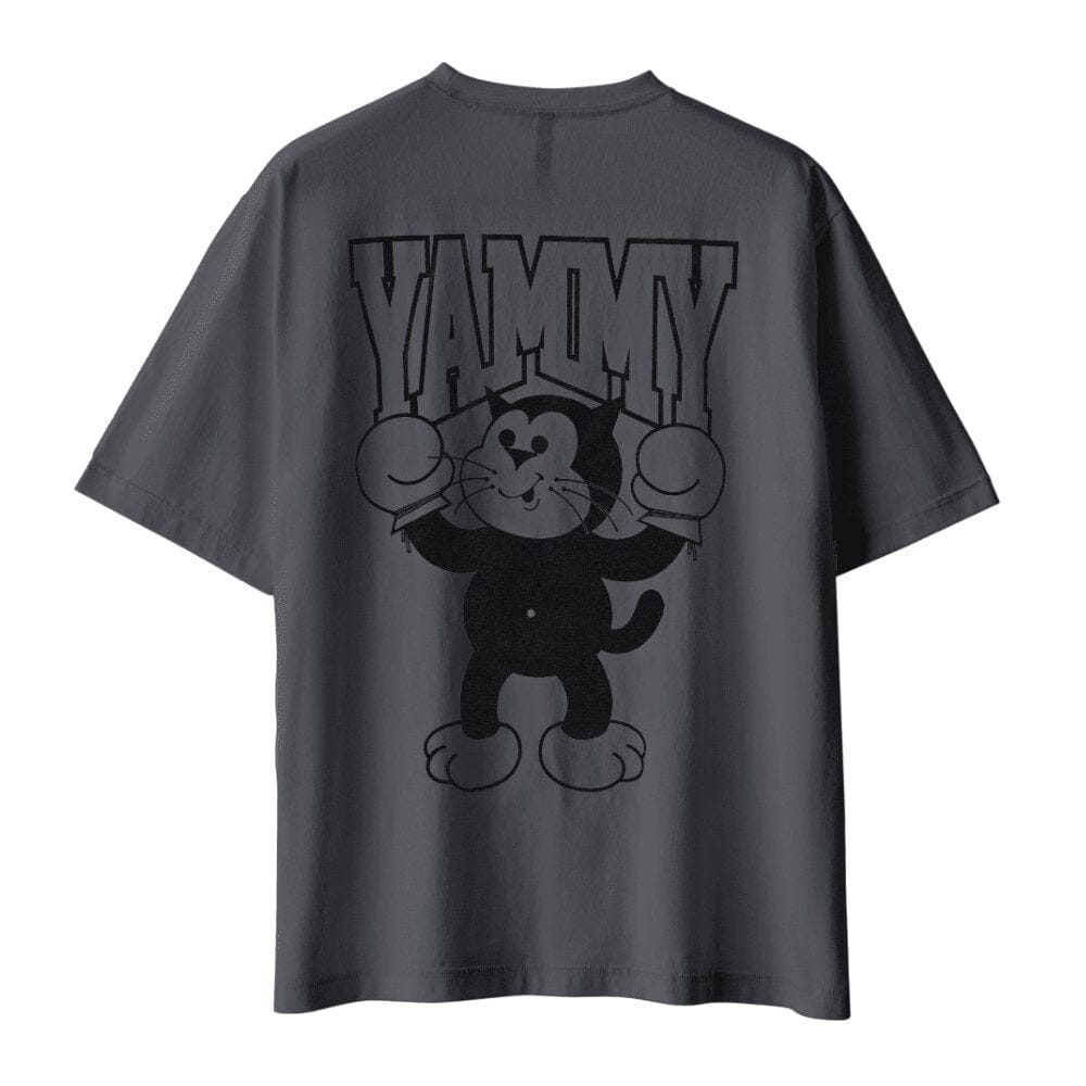 YAMMY Cat Champ Charcoal T-Shirt T-Shirts Yammy Boxing Charcoal/Black X Small 