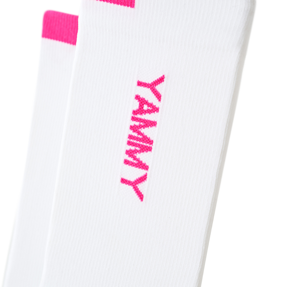 YAMMY Boxing White/Pink Flux Mid Tech Socks