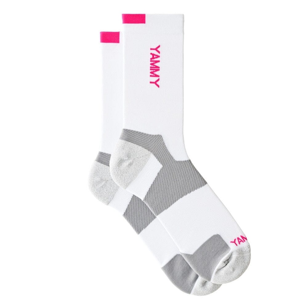 YAMMY Boxing White/Pink Flux Mid Tech Socks Boxing Socks Yammy Boxing 