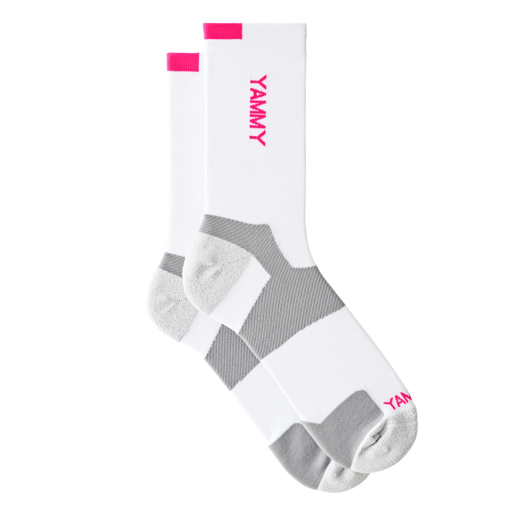 YAMMY Boxing White/Pink Flux Mid Tech Socks