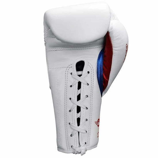 adidas Adi-Speed 500 Pro Lace Up Boxing Gloves White/Blue Inner
