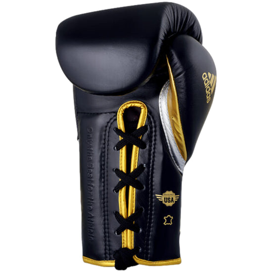 Load image into Gallery viewer, adidas Adi-Speed 500 Pro Lace Up Metallic Boxing Gloves Metallic Black Inner
