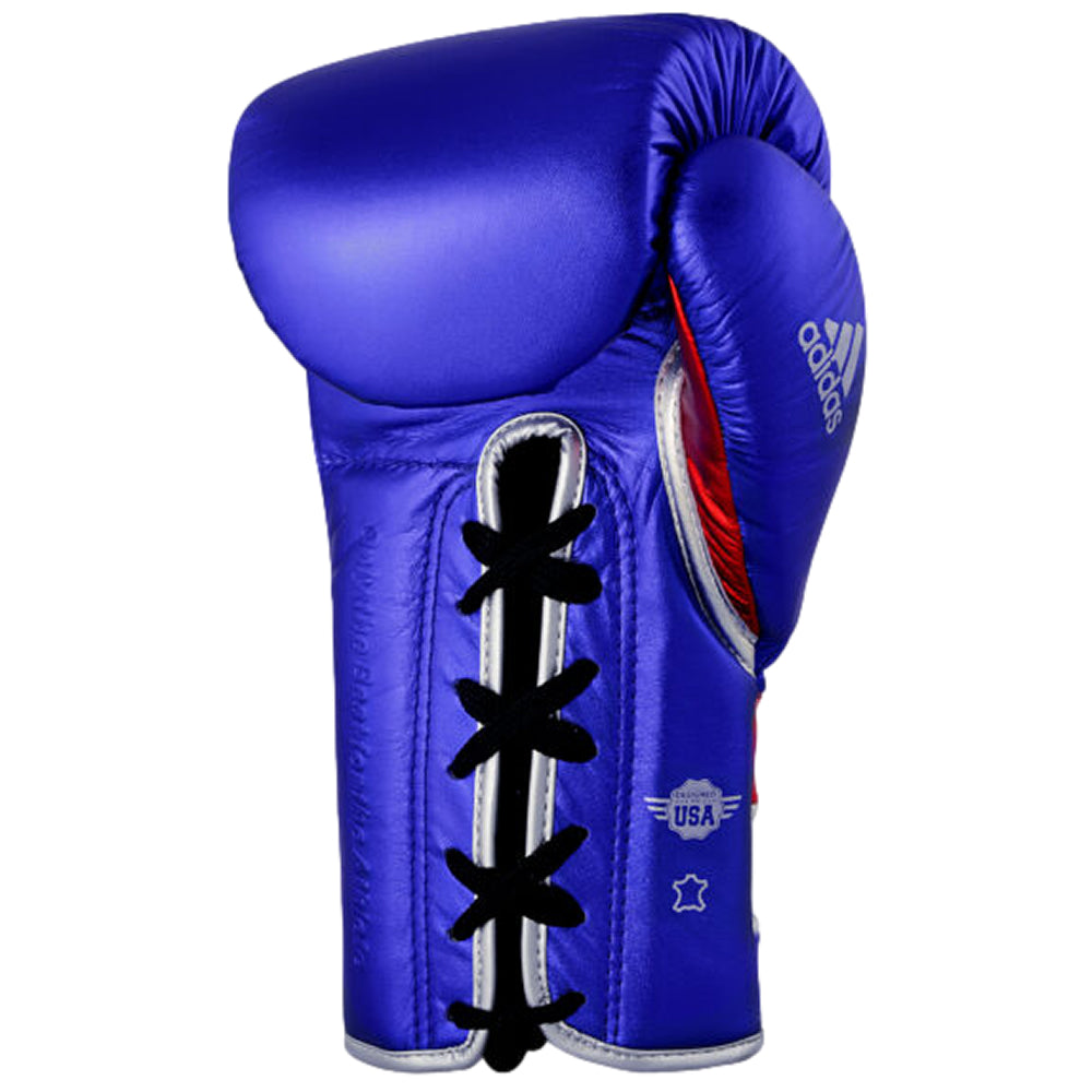 Load image into Gallery viewer, adidas Adi-Speed 500 Pro Lace Up Metallic Boxing Gloves Metallic Blue Inner
