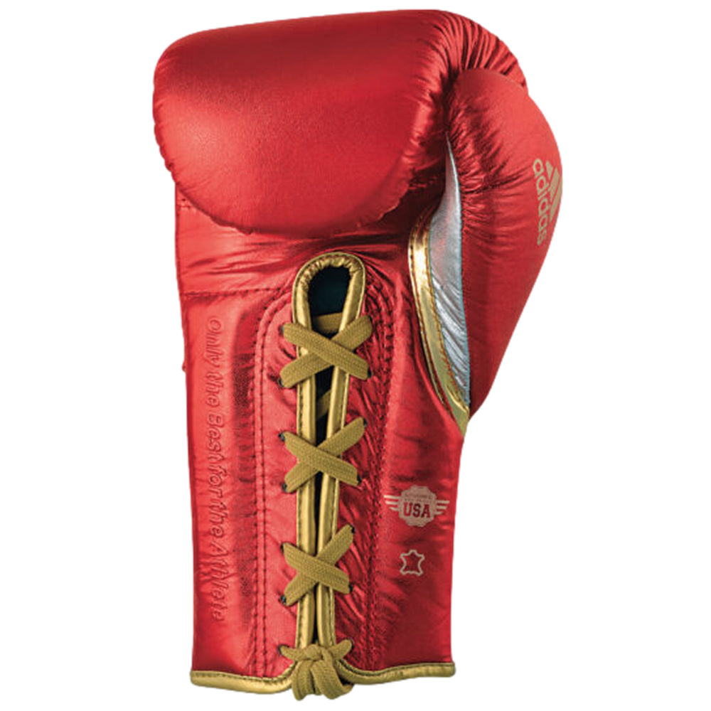 adidas Adi-Speed 500 Pro Lace Up Metallic Boxing Gloves Metallic Red Inner