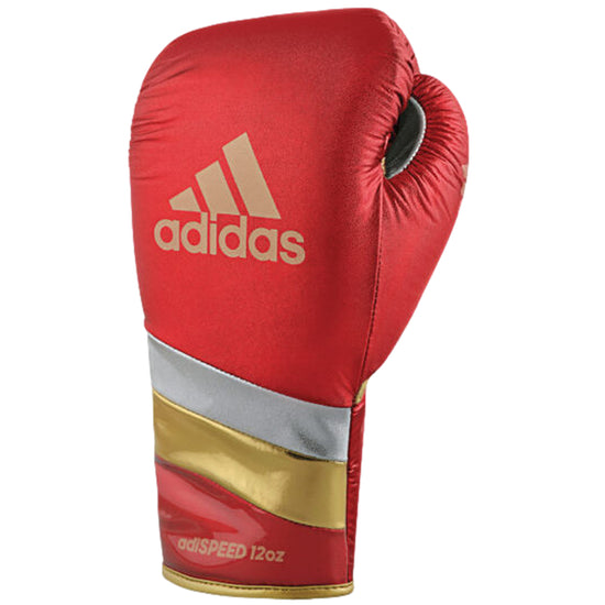 adidas Adi-Speed 500 Pro Lace Up Metallic Boxing Gloves Metallic Red Top
