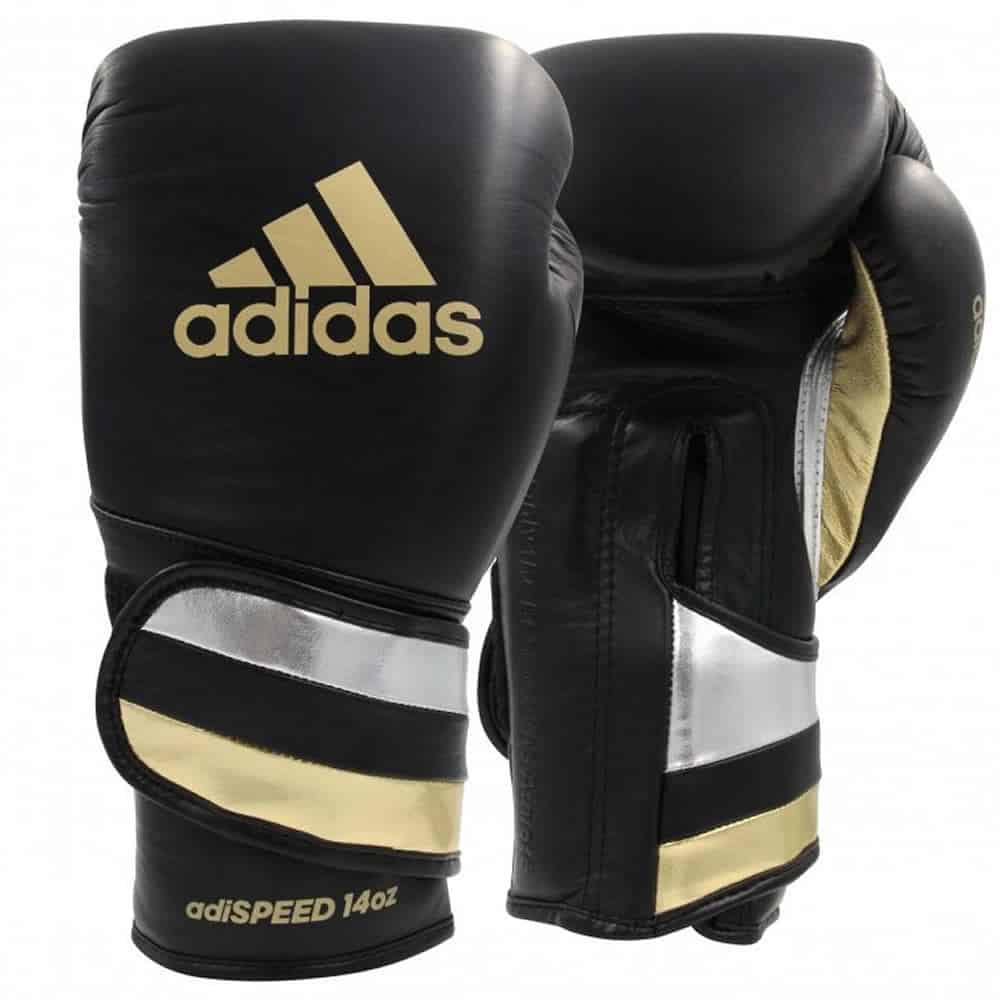 Load image into Gallery viewer, adidas Adi-Speed 501 Pro Velcro Boxing Gloves 10oz 12oz 16oz Black/Gold
