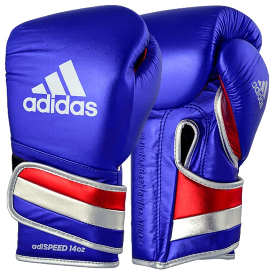 adidas Adi-Speed 501 Pro Velcro Boxing Gloves 10oz 12oz 16oz Metallic Blue