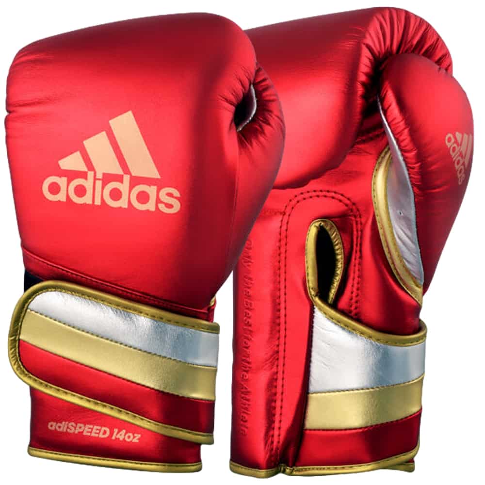 adidas Adi-Speed 501 Pro Velcro Boxing Gloves 10oz 12oz 16oz Metallic Red