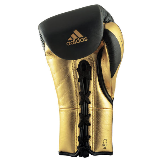 adidas Speed Tilt 750 Pro Lace Up Boxing Gloves Black/Gold Inner