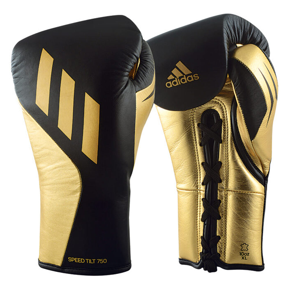adidas Speed Tilt 750 Pro Lace Up Boxing Gloves Black/Gold