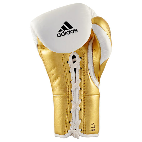 adidas Speed Tilt 750 Pro Lace Up Boxing Gloves White/Gold Inner