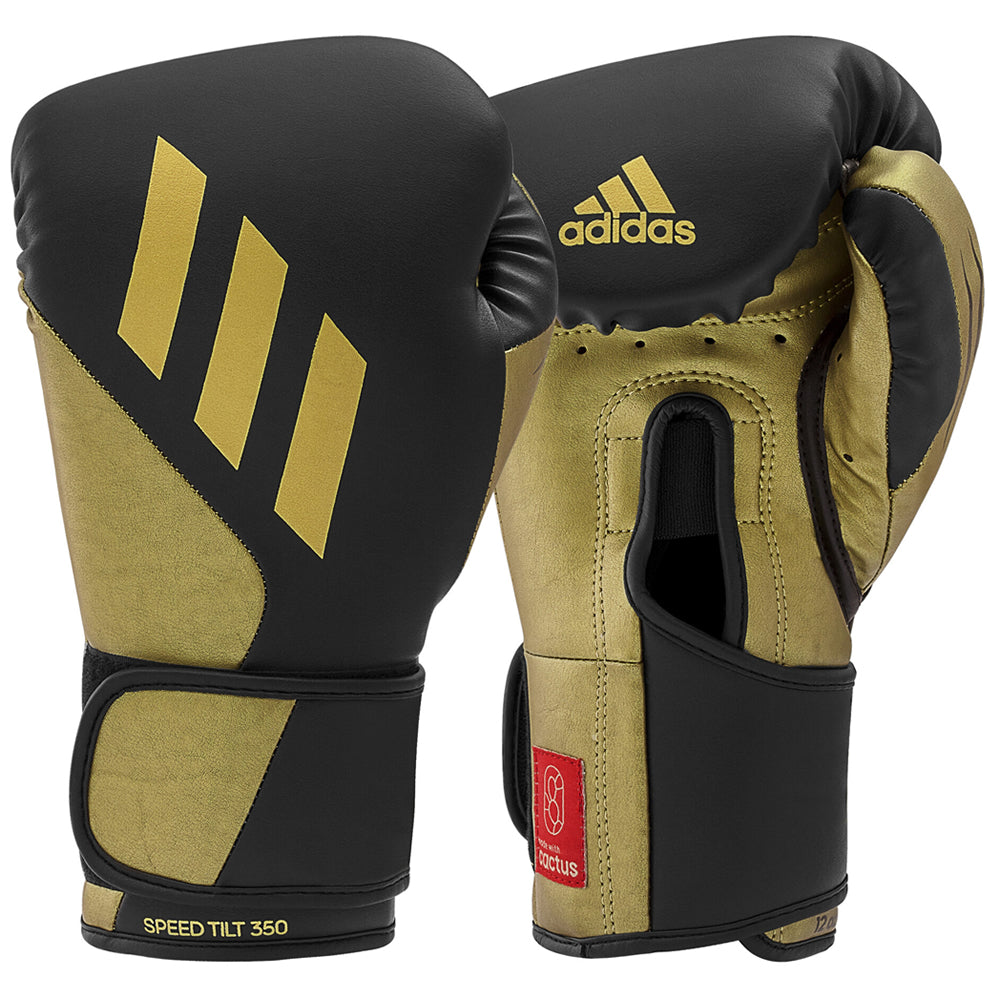 adidas Tilt 350 Pro Training Gloves Hook and Loop 12oz 14oz 16oz Black/Gold