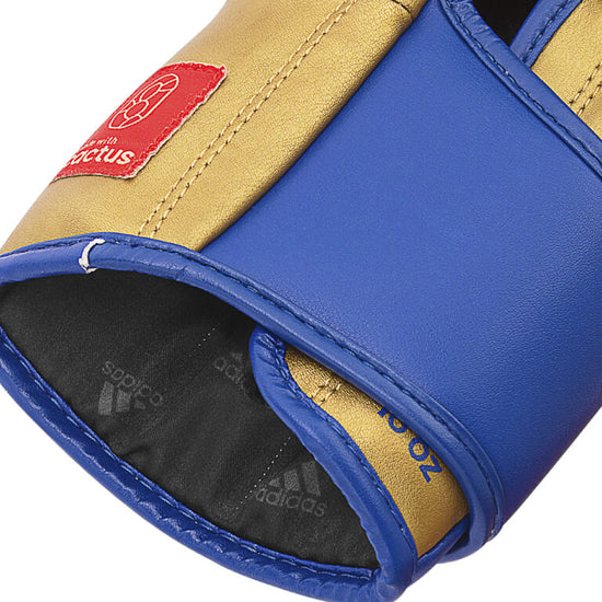 adidas Tilt 350 Pro Training Gloves Hook and Loop Blue/Gold Cactus Logo