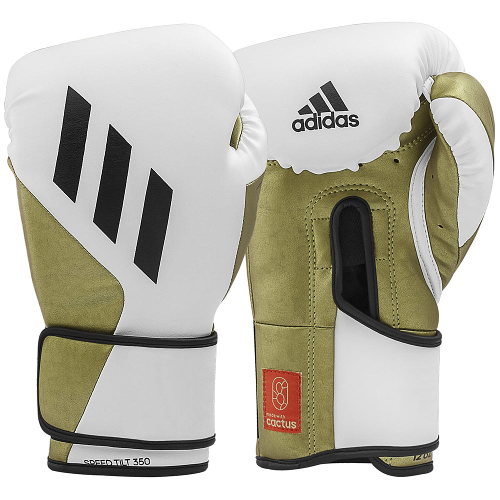 Load image into Gallery viewer, adidas Tilt 350 Pro Training Gloves Hook and Loop 12oz 14oz 16oz White/Gold
