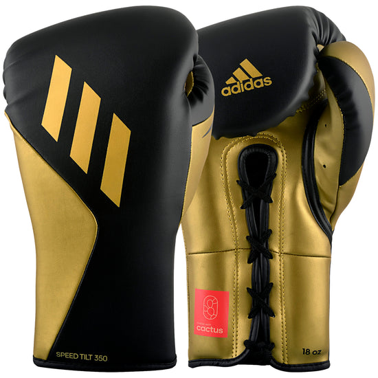 adidas Tilt 350 Pro Training Gloves Lace Up 12oz 14oz 16oz Black/Gold