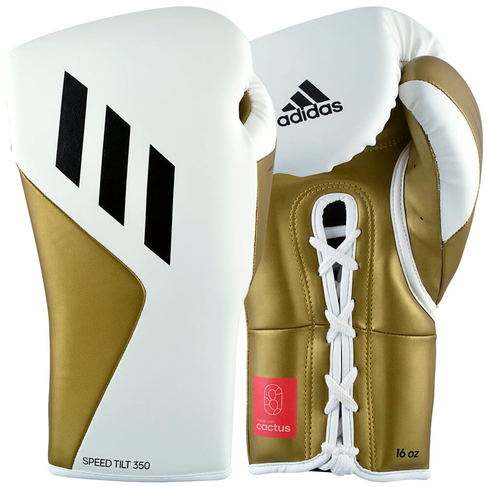 adidas Tilt 350 Pro Training Gloves Lace Up Boxing Gloves Adidas White/Gold 12oz 