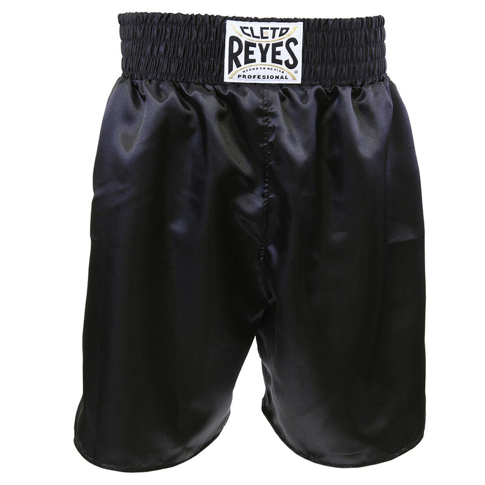 Load image into Gallery viewer, Cleto Reyes Satin Classic Boxing Trunk Black/Black Front
