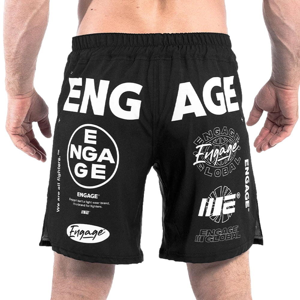 Engage Billboard MMA Grappling Shorts Black Back