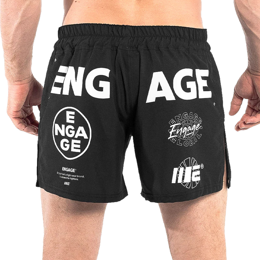 Load image into Gallery viewer, Engage Billboard MMA Hybrid Shorts Black Back
