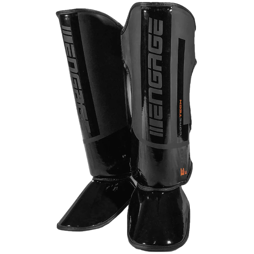 Load image into Gallery viewer, Engage E-Series Shin Guards Black Front
