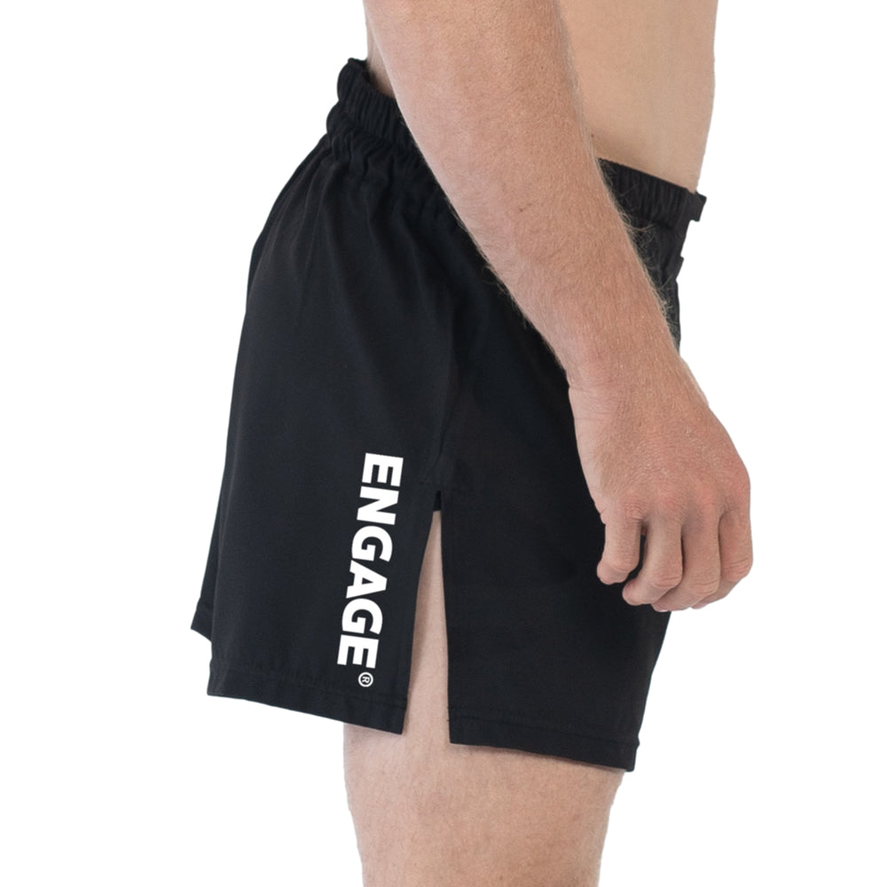 Load image into Gallery viewer, Engage Essential Series MMA Hybrid Shorts Black Side
