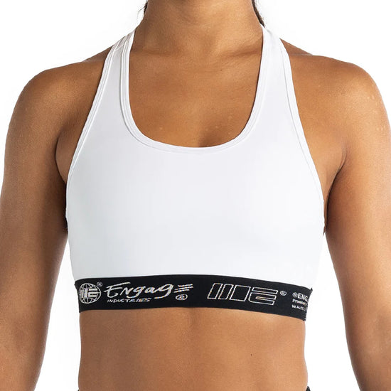 Load image into Gallery viewer, Engage Womens Sports Bra White Front
