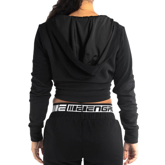 Load image into Gallery viewer, Engage Womens Zip Up Cropped Hoodie Back
