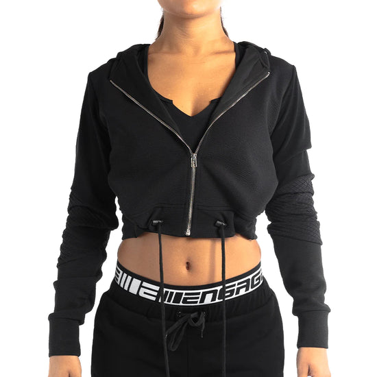 Engage Womens Zip Up Cropped Hoodie Front