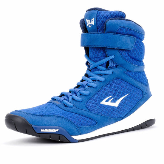 Everlast Elite High Top 2022 Boxing Shoes Blue Front Angle