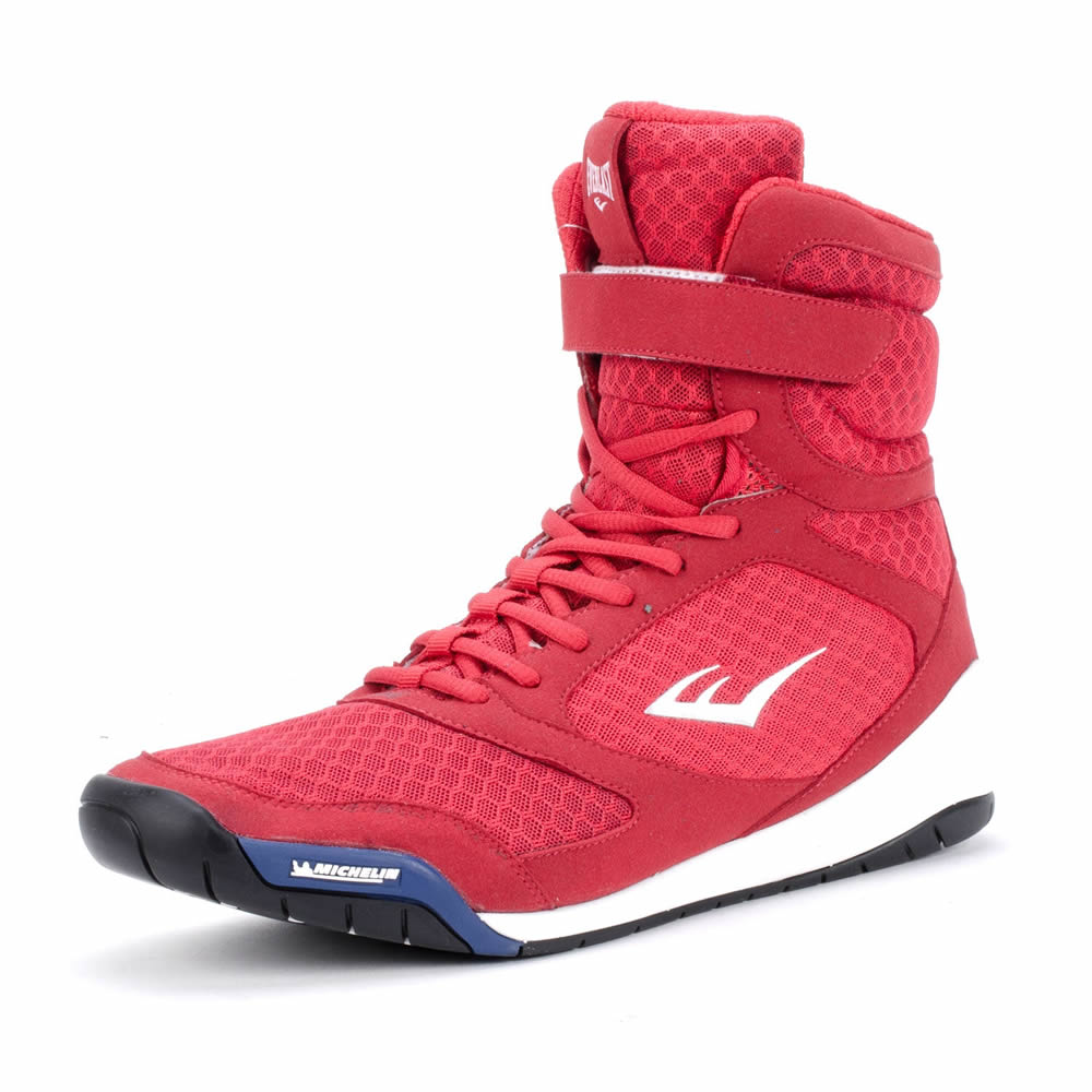 Everlast Elite High Top 2022 Boxing Shoes Red Front Angle