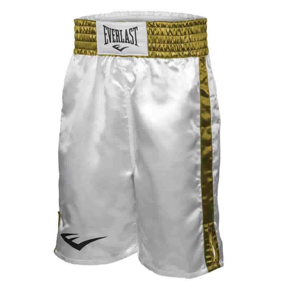 Everlast Professional Fight Shorts White/Gold Front