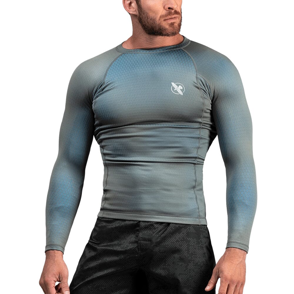 Hayabusa Fusion LS Rashguard Rashguards Hayabusa Grey/Aqua Small 