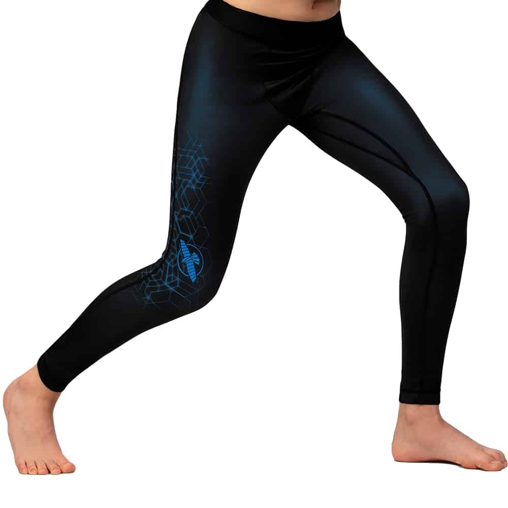 Hayabusa Geo Youth Compression Pants Blue Front
