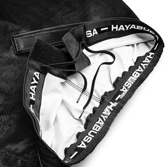 Load image into Gallery viewer, Hayabusa Hexagon Youth Fight Shorts Black Band
