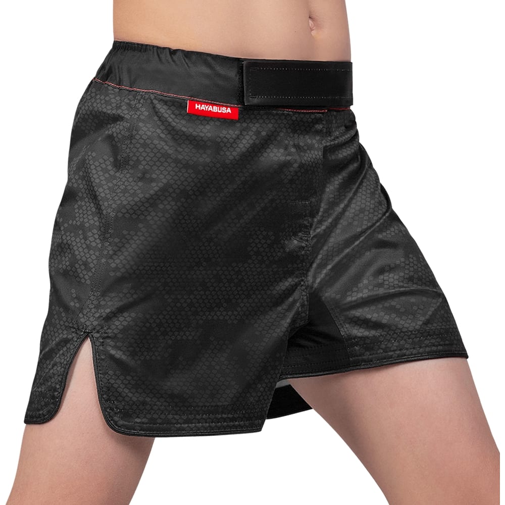 Load image into Gallery viewer, Hayabusa Hexagon Youth Fight Shorts Black Right Side
