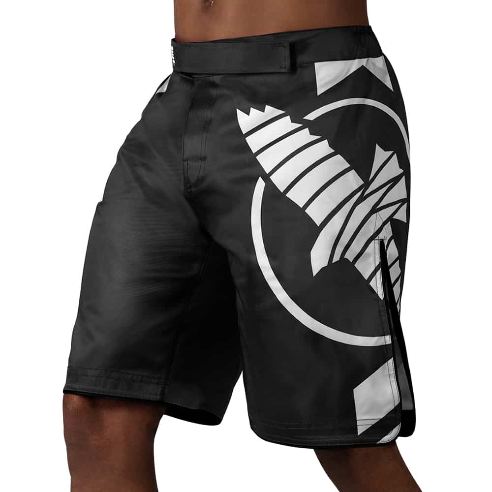Load image into Gallery viewer, Hayabusa Icon Fight Shorts Black/White Front
