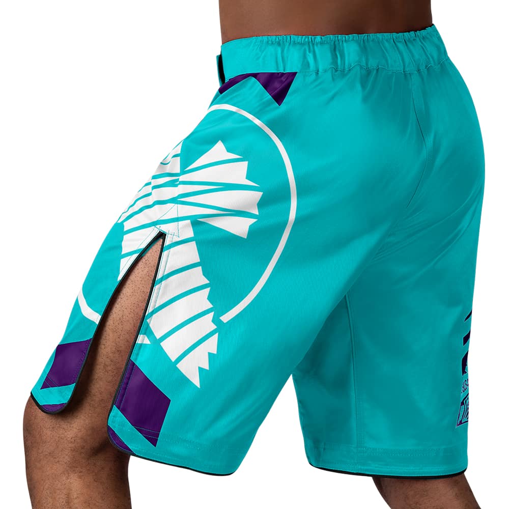 Load image into Gallery viewer, Hayabusa Icon Fight Shorts Teal/White Back
