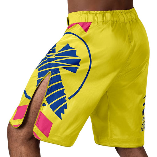 Hayabusa Icon Fight Shorts Yellow/Blue Back