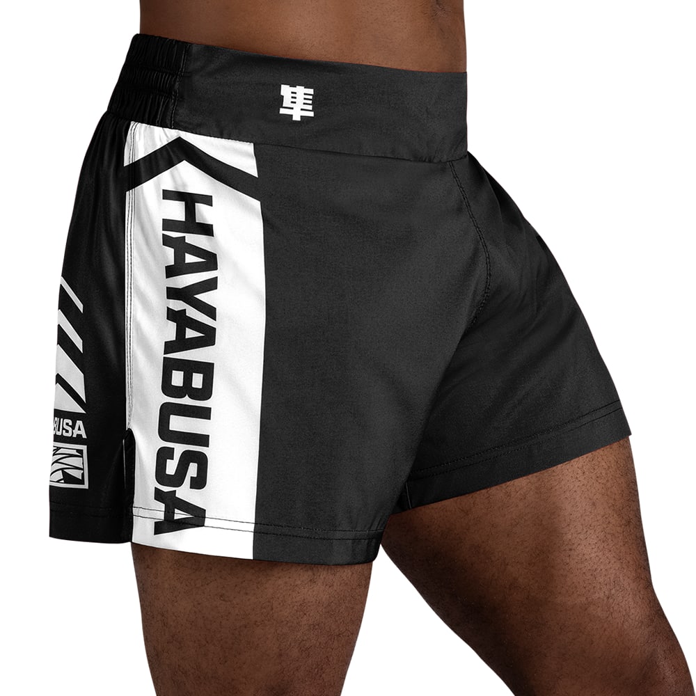 Hayabusa Mens Black MMA Kickboxing Jiu Jitsu Fight Shorts Kick Boxing  shorts