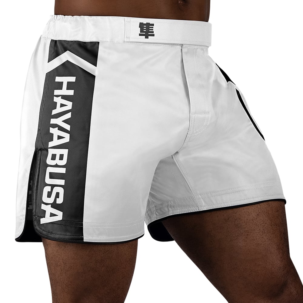 Hayabusa Icon Mid-Thigh Fight Shorts White/Black Side