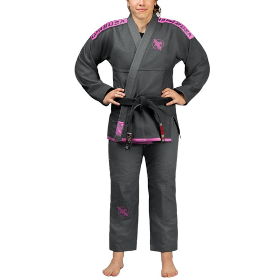 Load image into Gallery viewer, Hayabusa Lightweight Jiu Jitsu Gi Grey/Pink Front
